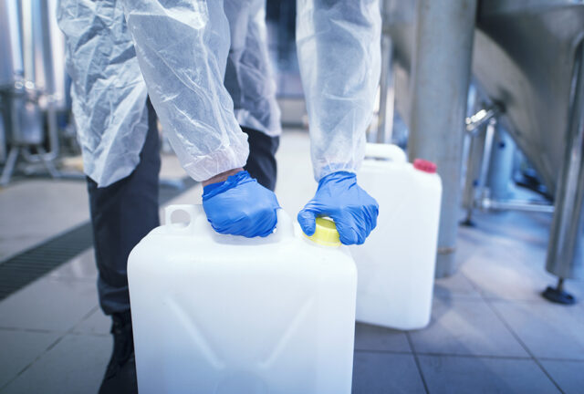 Person handling chemicals