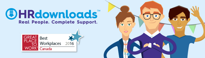 Great Place to Work, Best Workplaces Canada 2016 Logo with HRdownloads Header